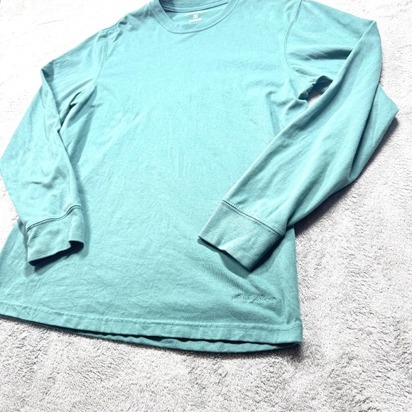 Eddie Bauer Men’s M Long Sleeve Crewneck Shirt Teal Seafoam Green Casual Tee - Picture 2 of 9